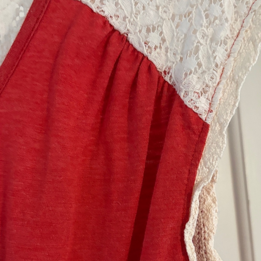 Prana Red and Cream Lace Casual Dress - Picture 3 of 5